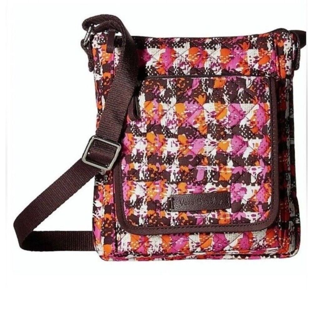Vera Bradley Iconic RFID Mini Hipster‎ Houndstooth Tweed Pink Orange